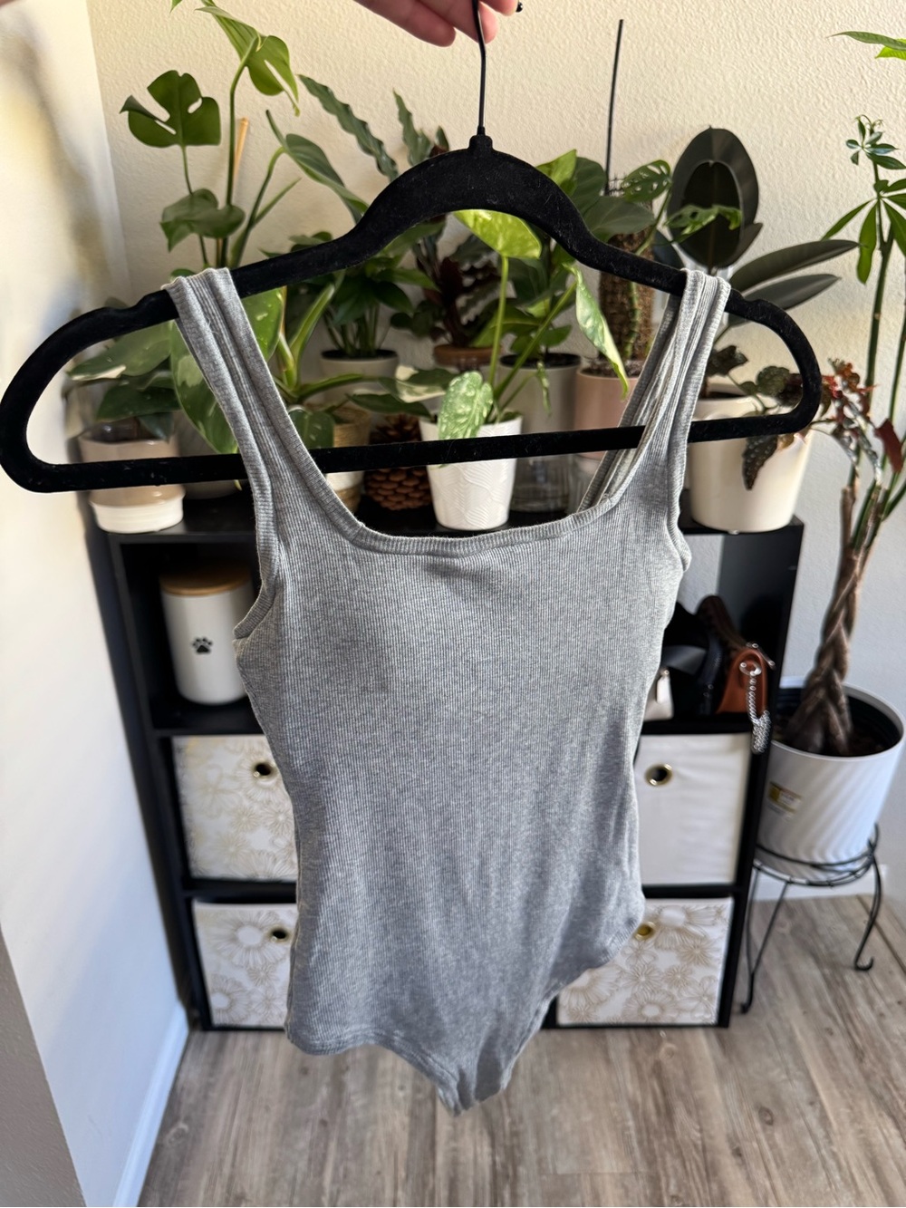 GAP Light Gray Ribbed Scoop Neck Bodysuit - Picture 2 of 3